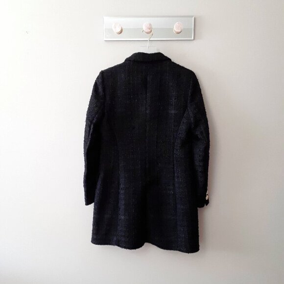 NWT Zara black textured tweed-like longer line blazer coat, M - Picture 10 of 12